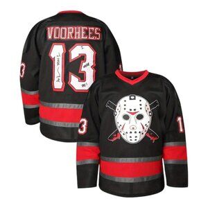 Friday The 13th Jason Voorhees Mask Hockey Jersey Movie Horror Black